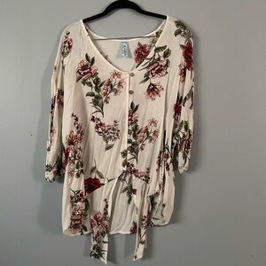 Floral Tie-Up Blouse